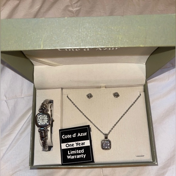 Vintage Cote d’ Azur Jewelry Set With Box Matching Watch  Necklace Earrings - Picture 2 of 8